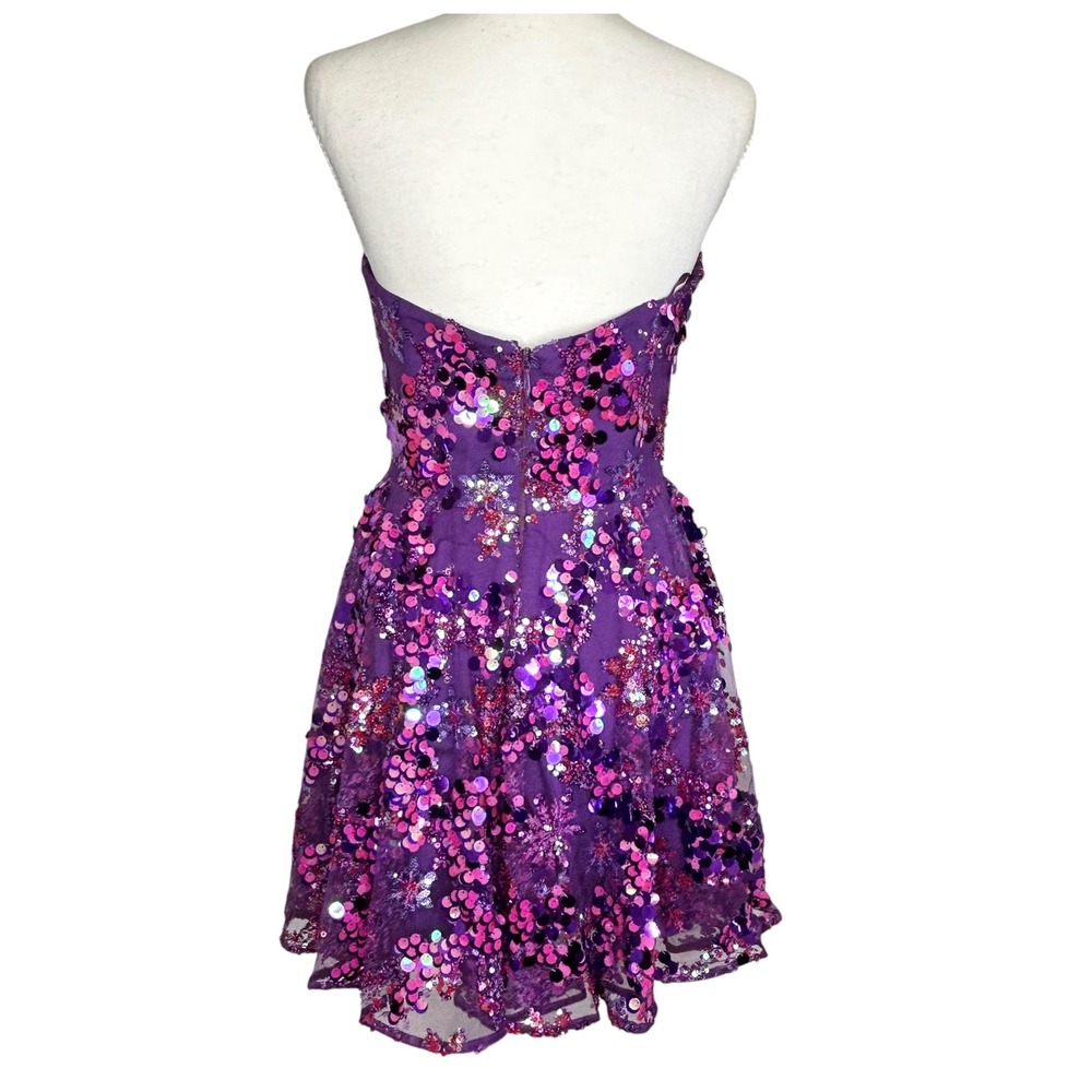 Helsi Anita Fairy Sequin Mini Dress Small HOCO Strapless Sheer Ethereal NEW - Picture 2 of 10